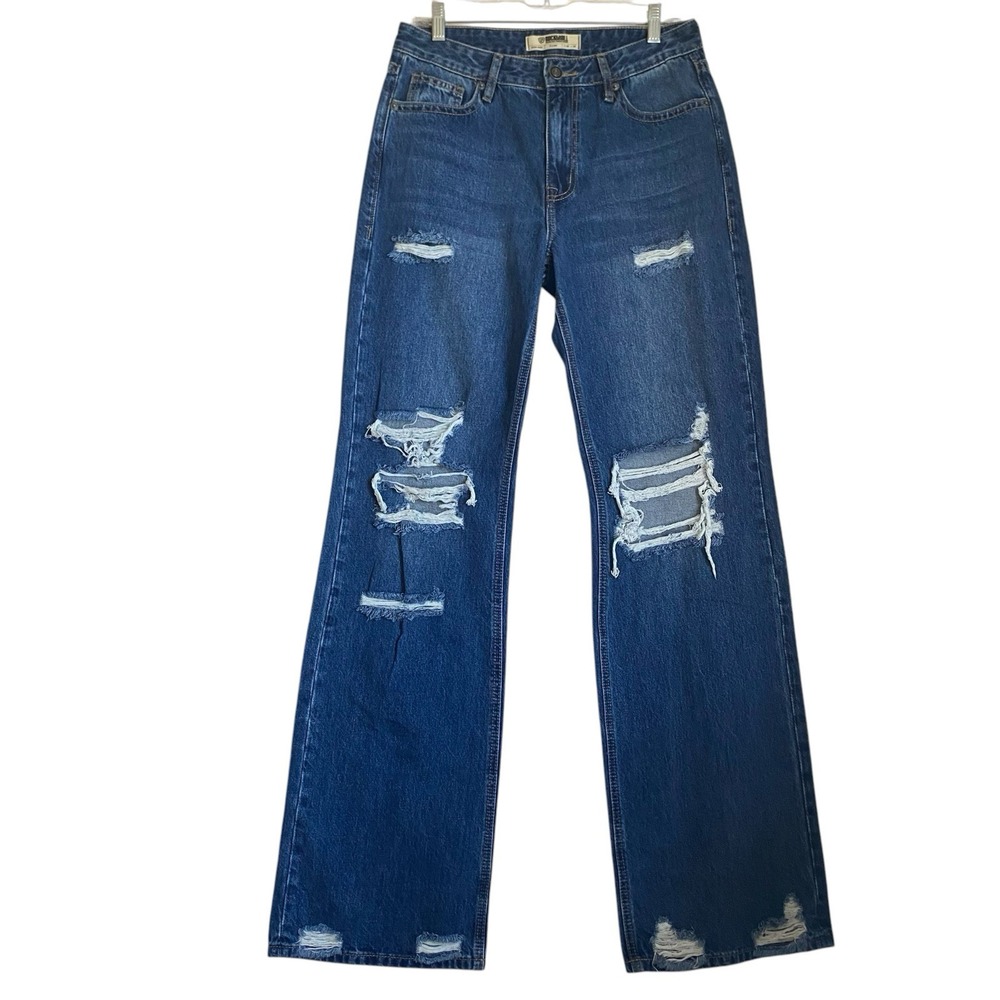 Rock & Roll Denim Men's Jeans 29x36 Blue Ripped High Rise Flare Grunge Hippie
